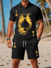 Men's poker short-sleeved shorts two-piece set